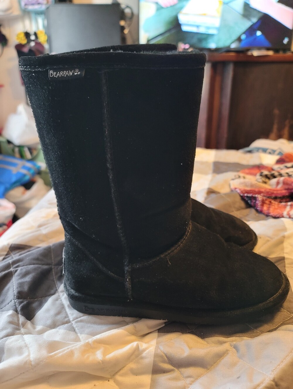 Women's UGG Classic Tall Black Lined Suede Boots Size 8 Winter Snow